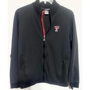 Texas Tech Red Raiders Logo Full Zip Up Jacket Men's Medium Black Check Pattern